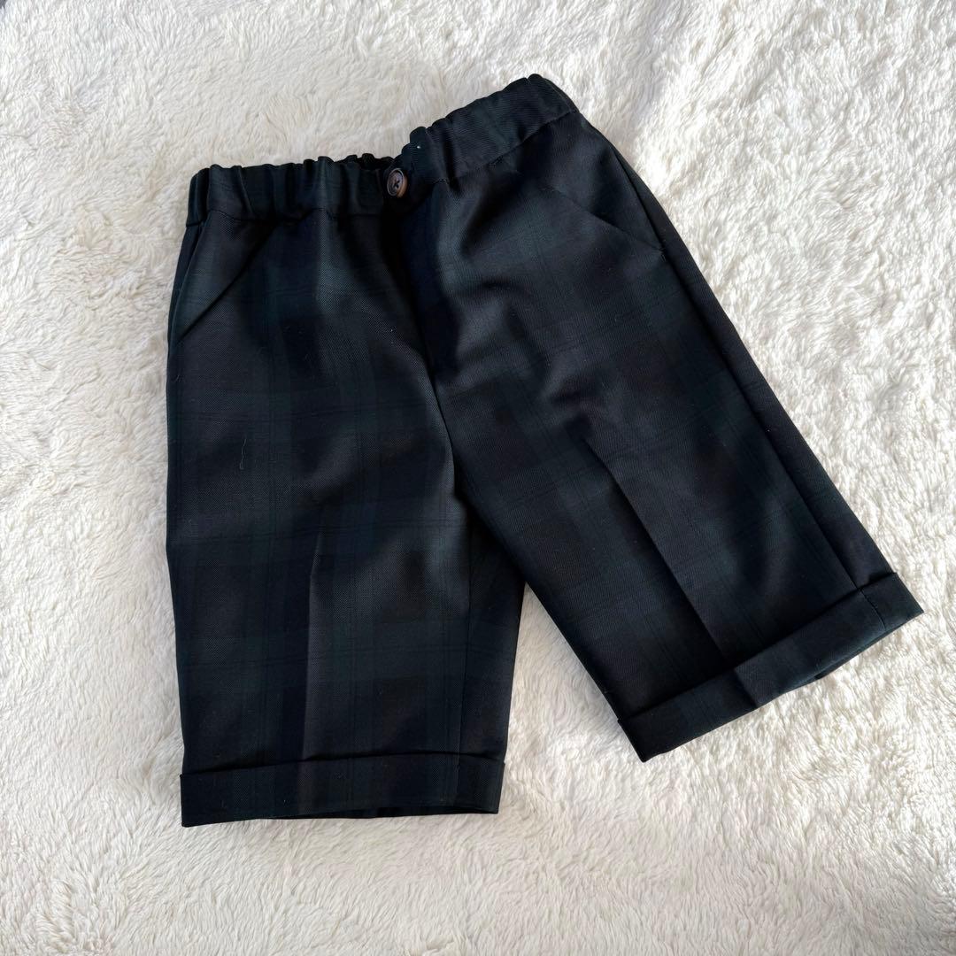 グリーンレベル　ユナイテッドアローズ　フォーマルスーツ　130 チェック　緑