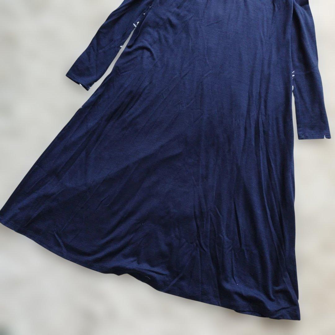 24年♡タグ付✨ベイジ 洗える CALDANA タートルネックロングドレス 紺