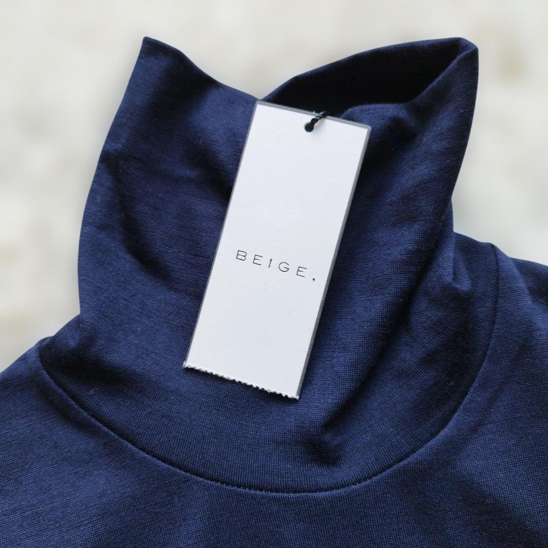 24年♡タグ付✨ベイジ 洗える CALDANA タートルネックロングドレス 紺