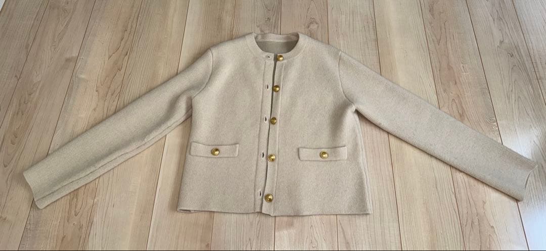 anuans ラクーンブレンドノーカラーニットジャケット （IVORY）