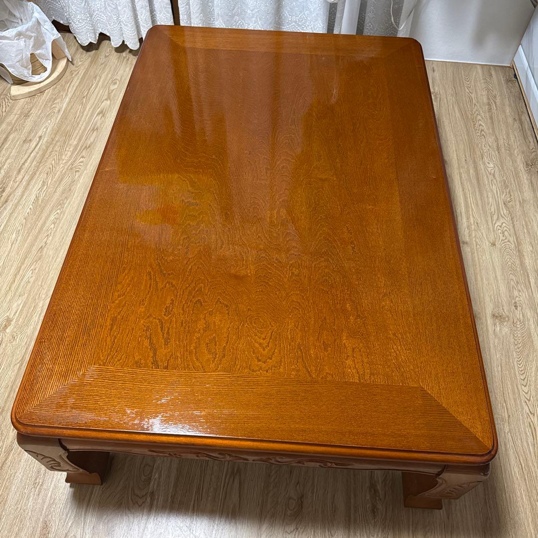 こたつテーブル高級感ある美品木製彫刻入り