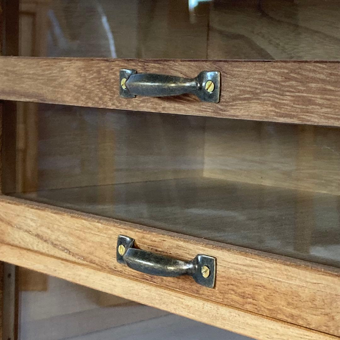 古い木製 5杯 小引き出し 小物入れ モールガラス 糸ケース