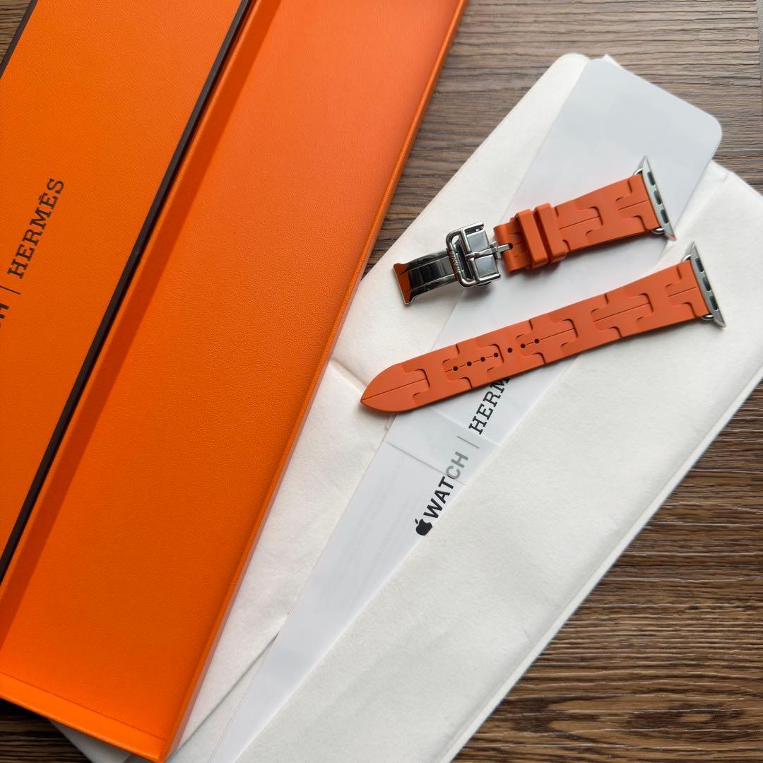 2968 Apple Watch エルメス　オレンジ　キリム　ラバーバンド