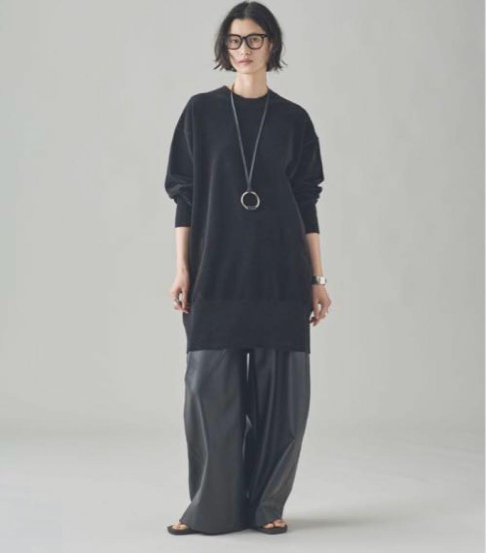 今季　新品　カレンソロジー ニットベロアチュニック　ブラック