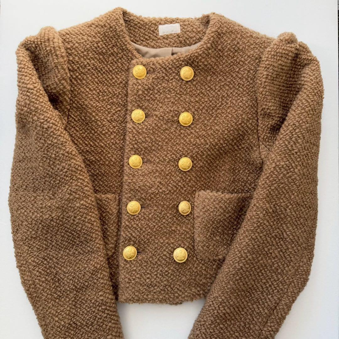 cygne ブラウン ノーカラージャケット