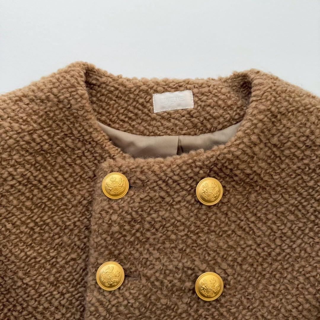 cygne ブラウン ノーカラージャケット