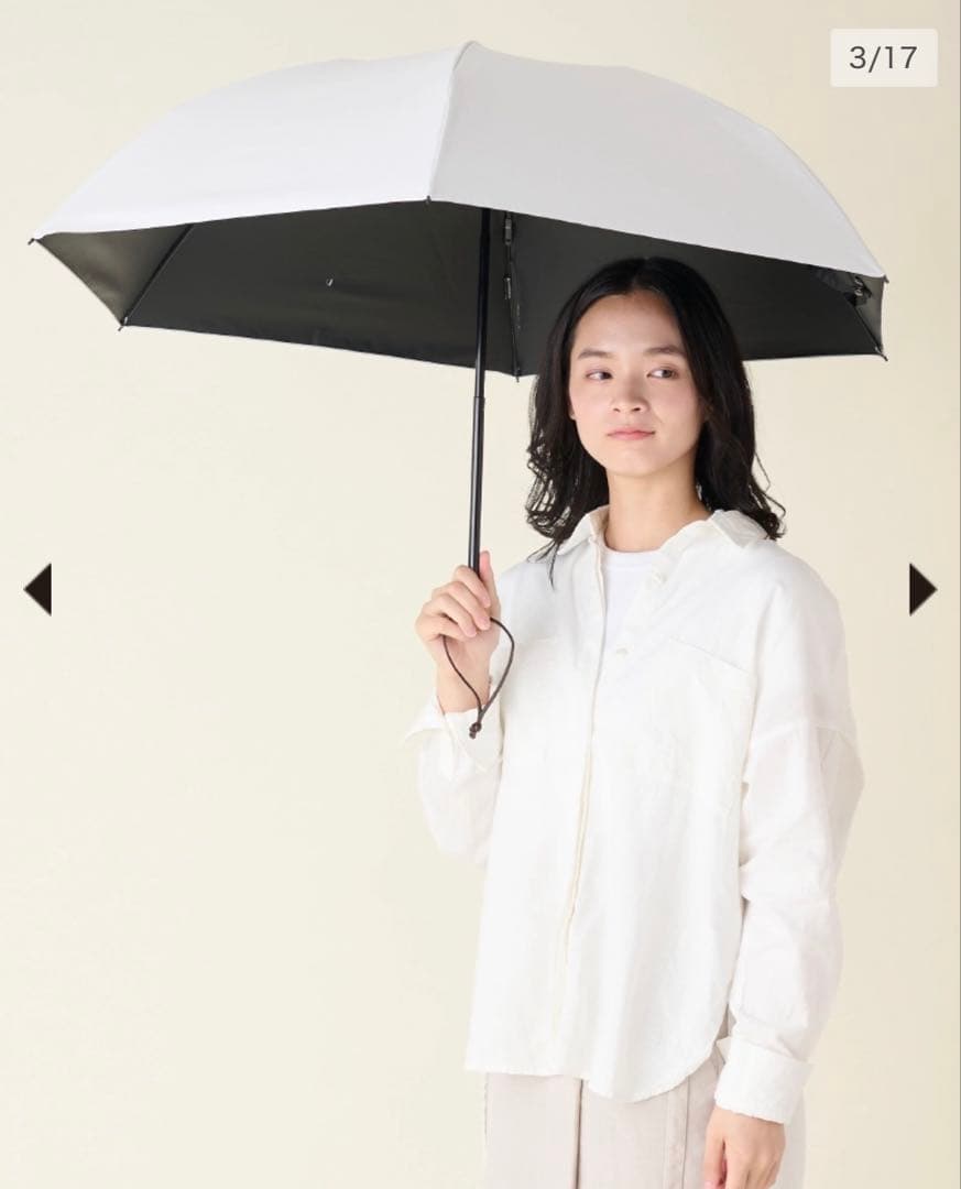 【大人気完売色】サンバリア100 日傘 3段折 無地 ホワイト