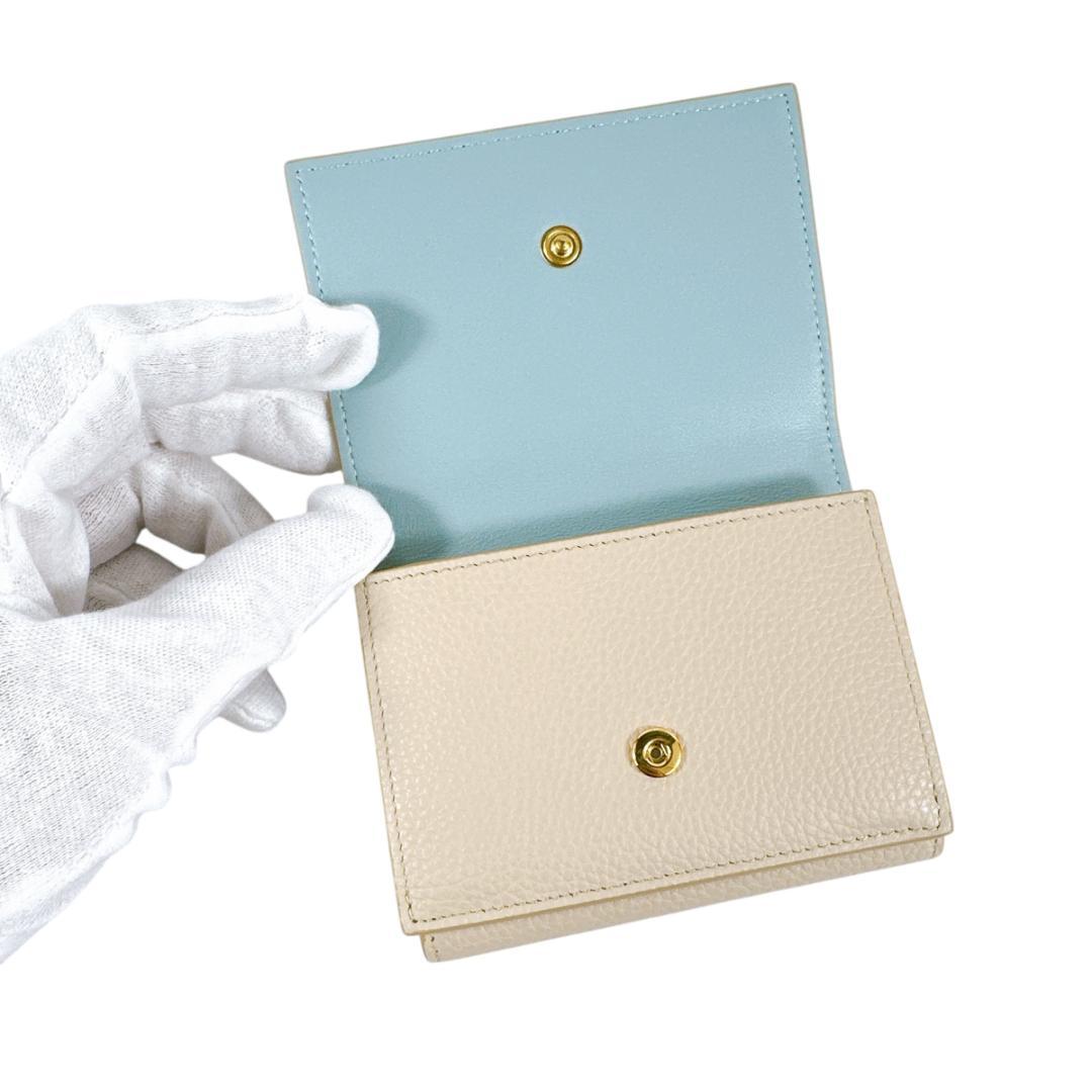 MARNI マルニ ベージュ レザー製 三つ折り財布 コンパクトウォレット