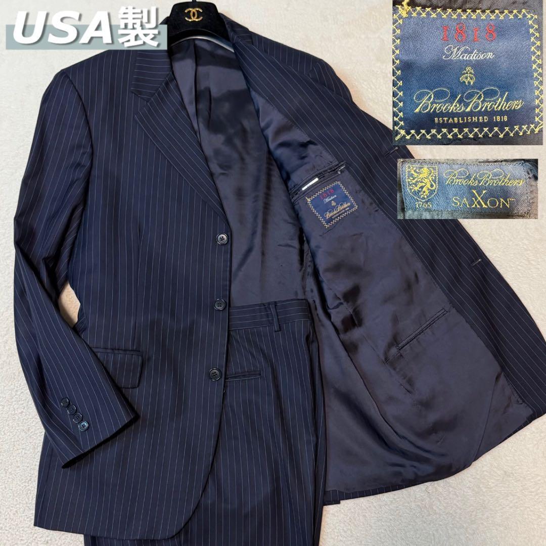 USA製　最高級サクソン ブルックスブラザーズ 1818 セットアップ 紺