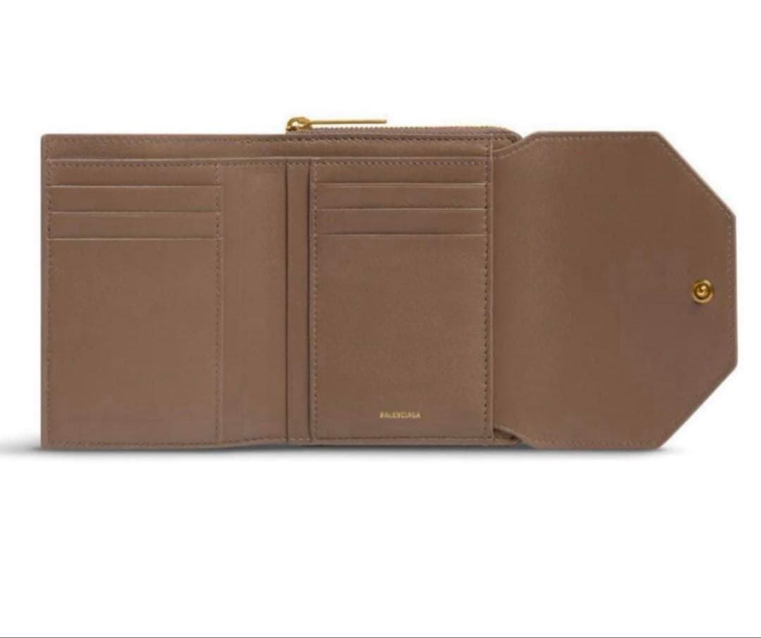 美品　バレンシアガ　ブラウン 三つ折り財布 未使用