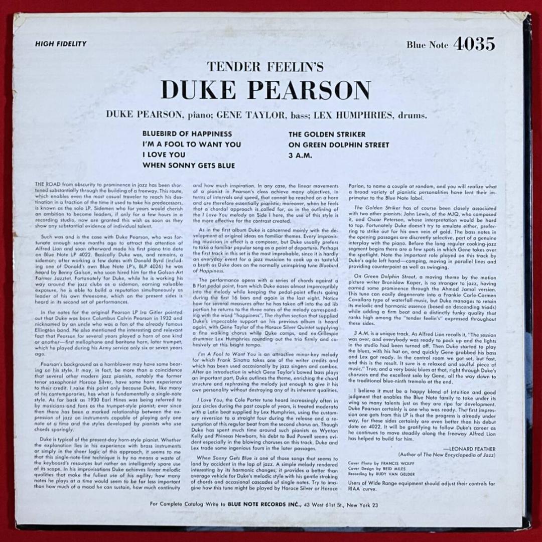 ★VIP到達点【USオリジナル/MONO/NYC/RVG刻印】デューク・ピアソン