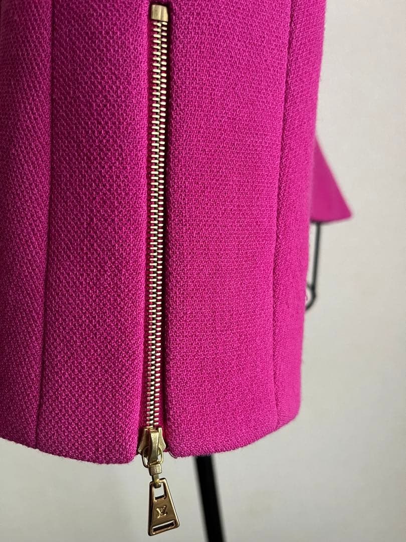 ルイヴィトン★ノーカラーコートジャケットジャケット★サイズ36★ピンク★ウール