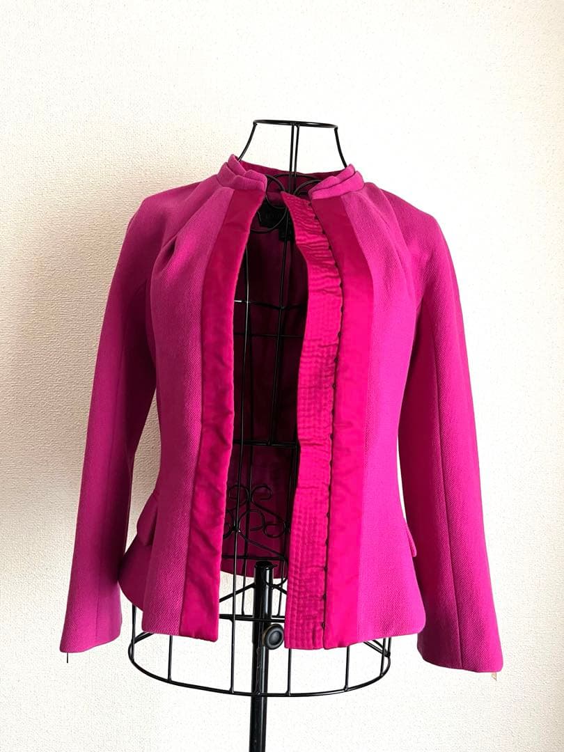 ルイヴィトン★ノーカラーコートジャケットジャケット★サイズ36★ピンク★ウール