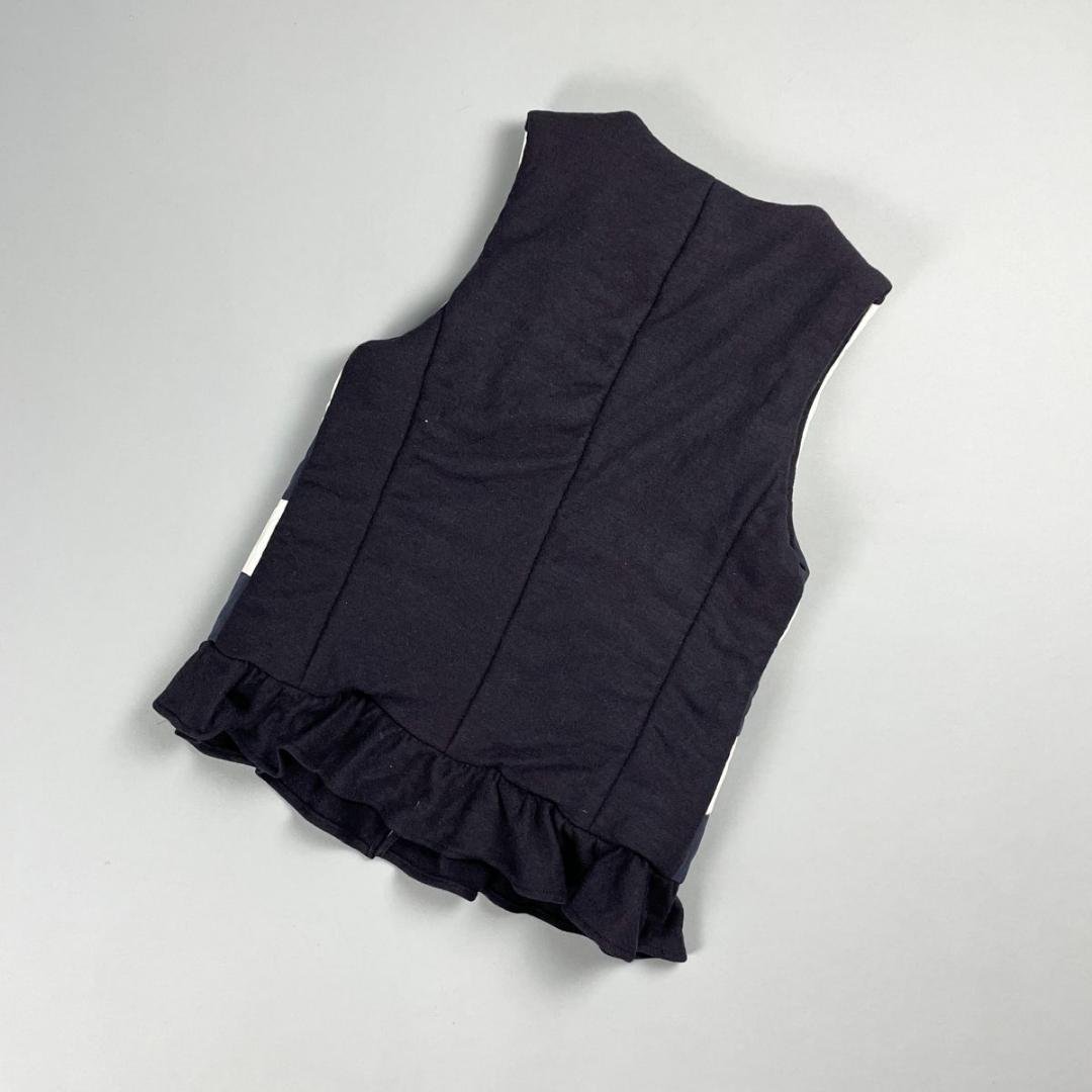 美品 ボーダーズアットバルコニー ダウンベスト 紺 白 サイズF*CD453