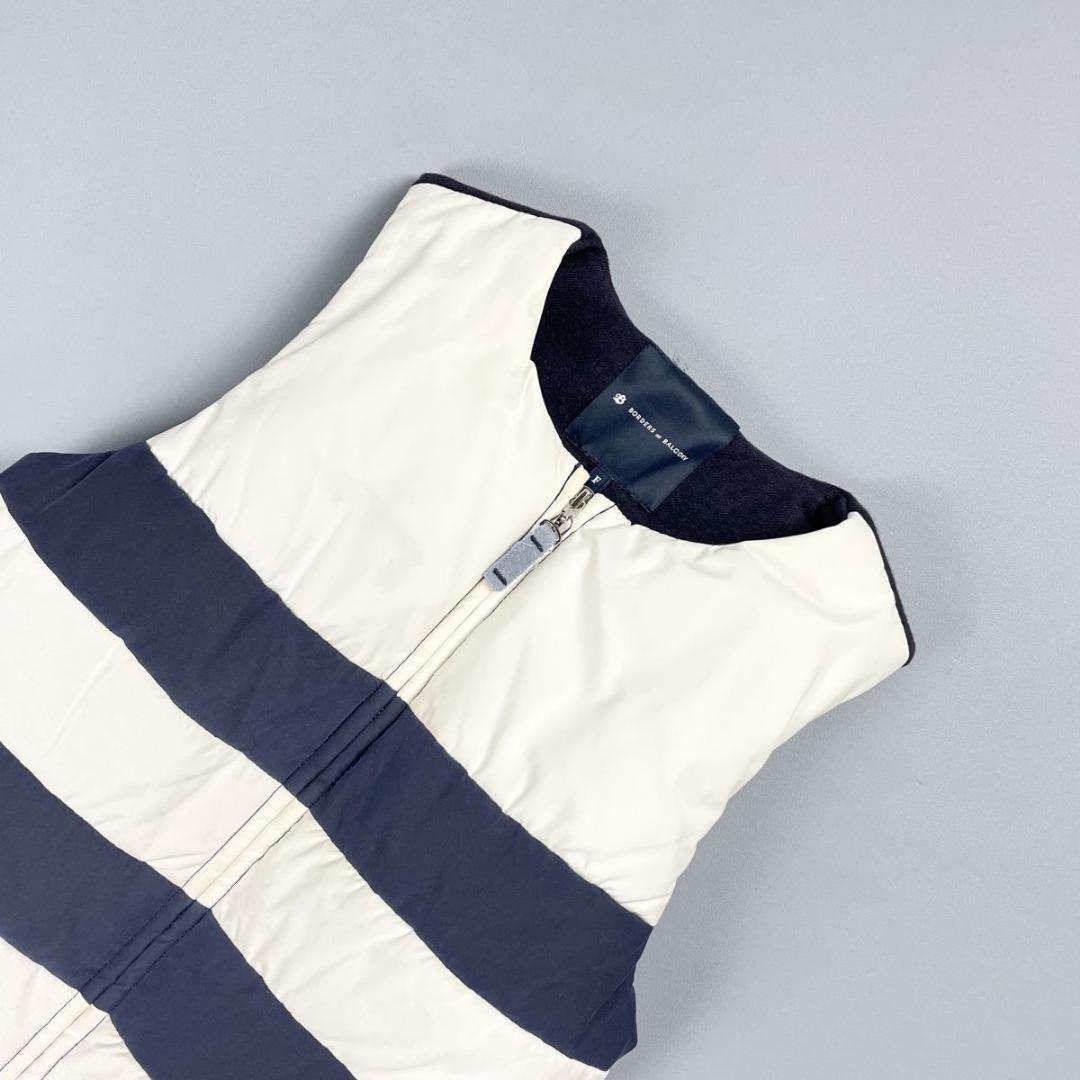 美品 ボーダーズアットバルコニー ダウンベスト 紺 白 サイズF*CD453