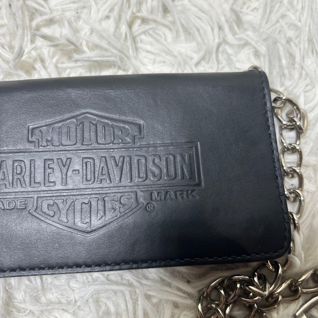 【美品】ハーレーダビットソン　長財布　チェーンウォレット　レザー　ブラック