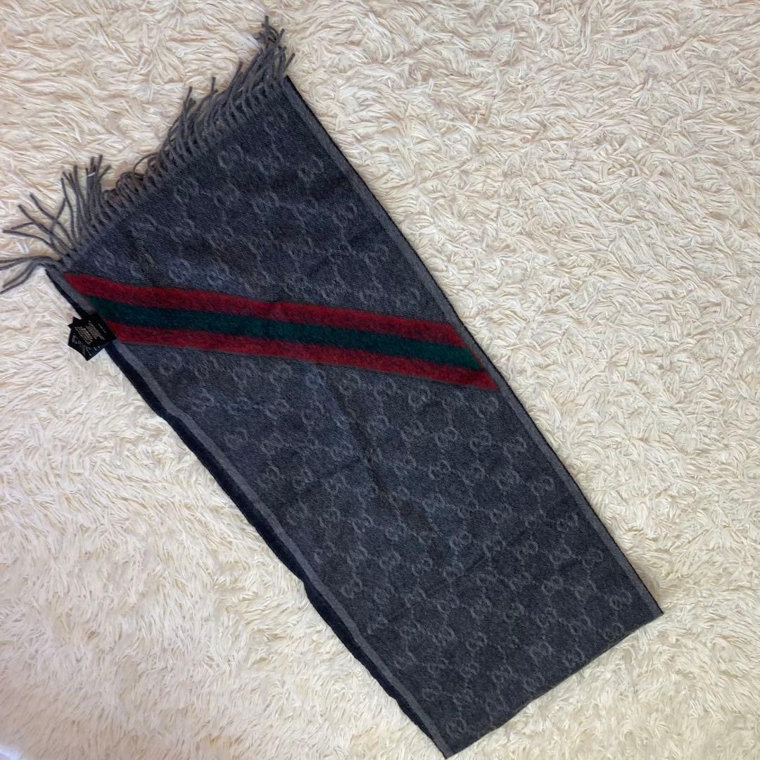 極美品✨GUCCI シェリーライン　マフラー　アルパカ　滑らかな肌触り　男女兼用