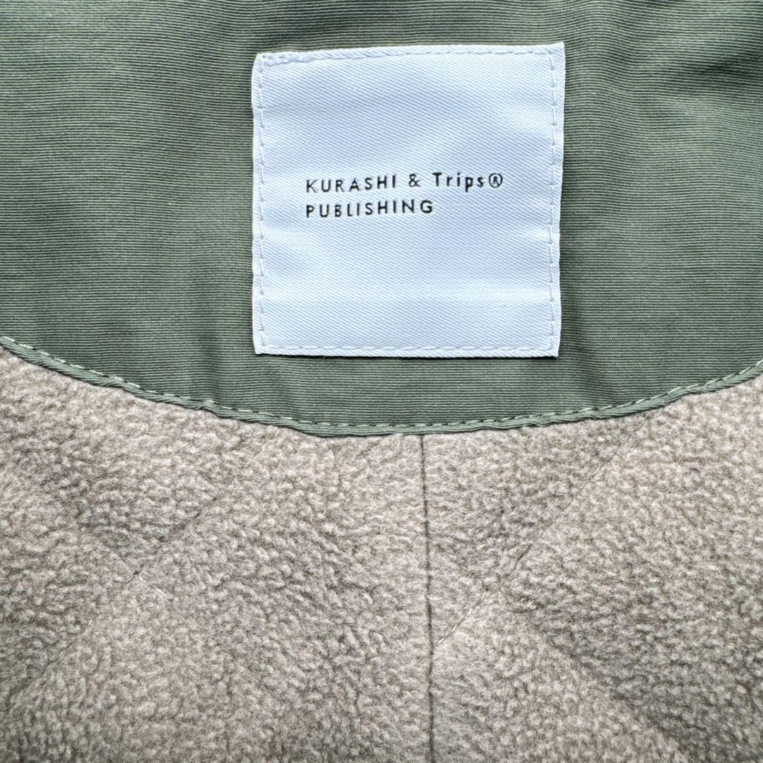 北欧暮らしの道具店　洗える ショート丈コート　カーキ ノーカラー　ブルゾン