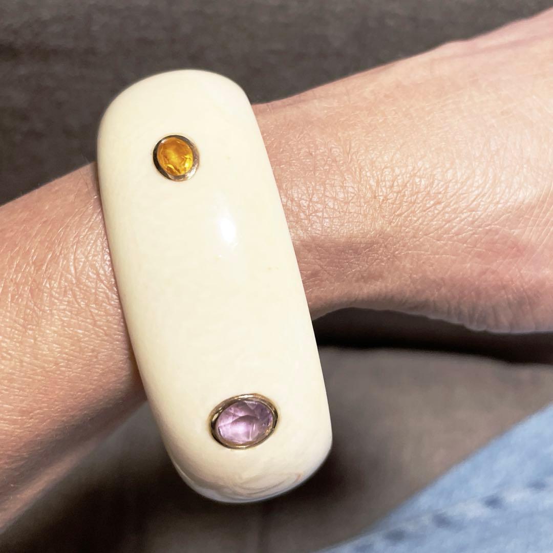 k14 アイボリー　天然素材　バングル