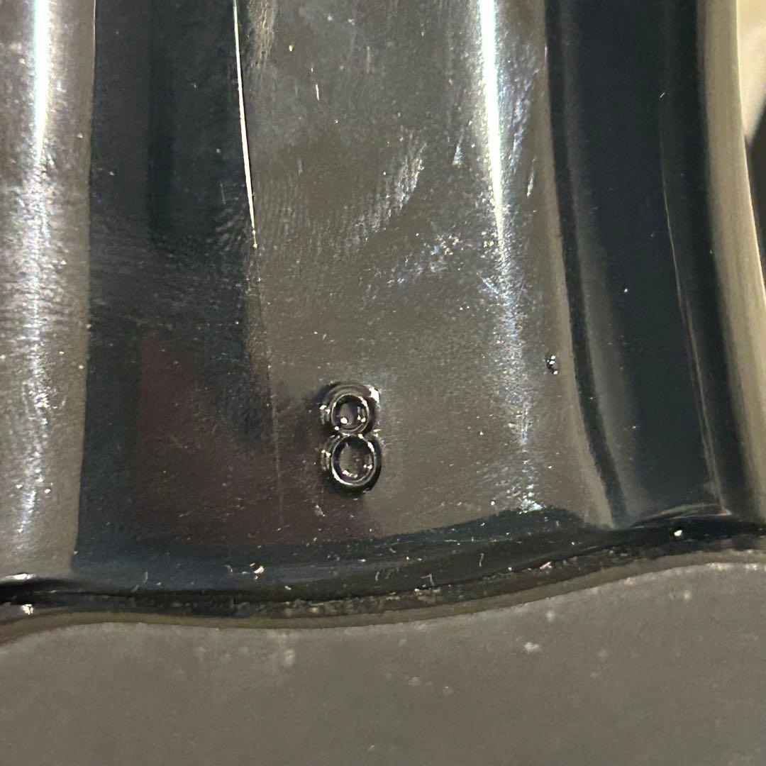 美品 フェラガモ ラバーシューズ ヴァラリボン ブラック 25cm エナメル