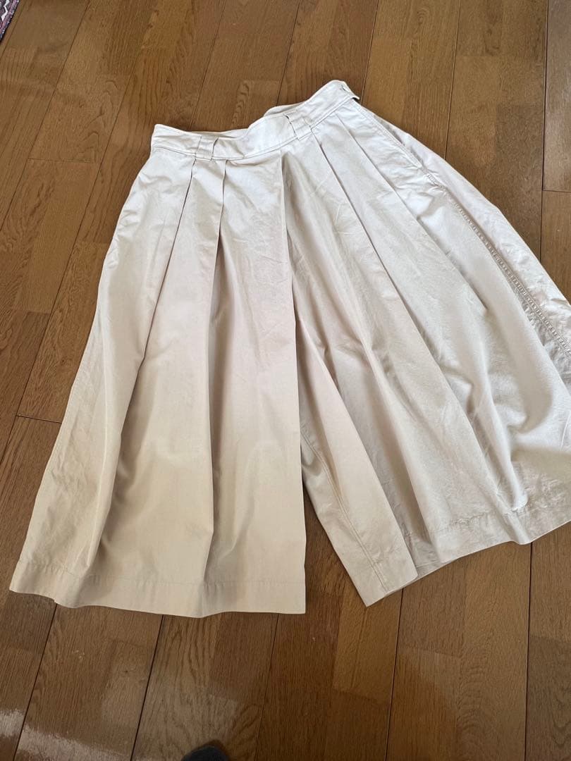 45rpm先染めダンプのキュロットスカート ベージュ　綿100%