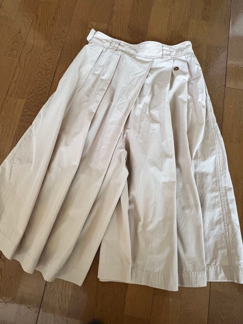 45rpm先染めダンプのキュロットスカート ベージュ　綿100%