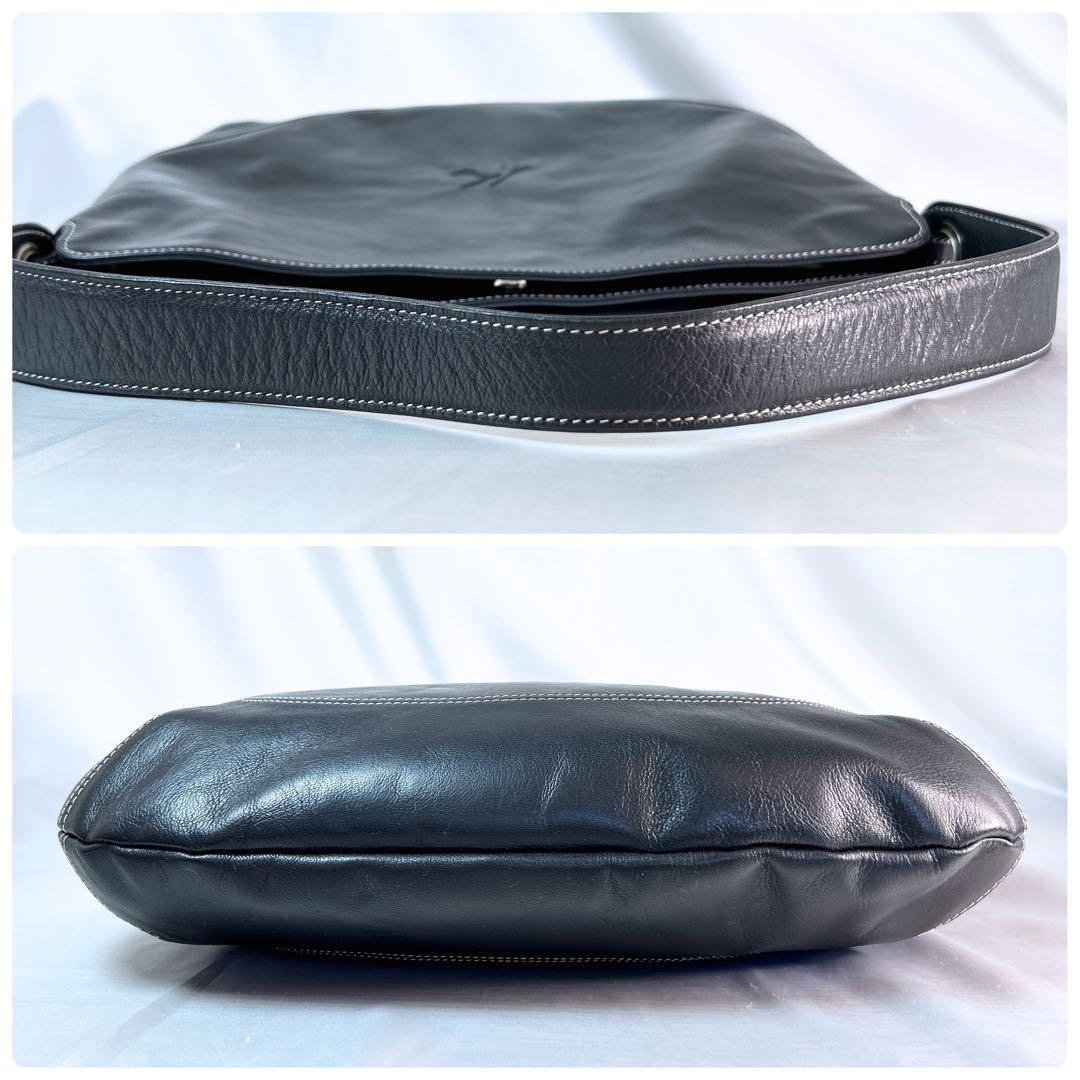 未使用級 キタムラ ワンショルダーバッグ 肩掛け レザー ネイビー ポーチ付き