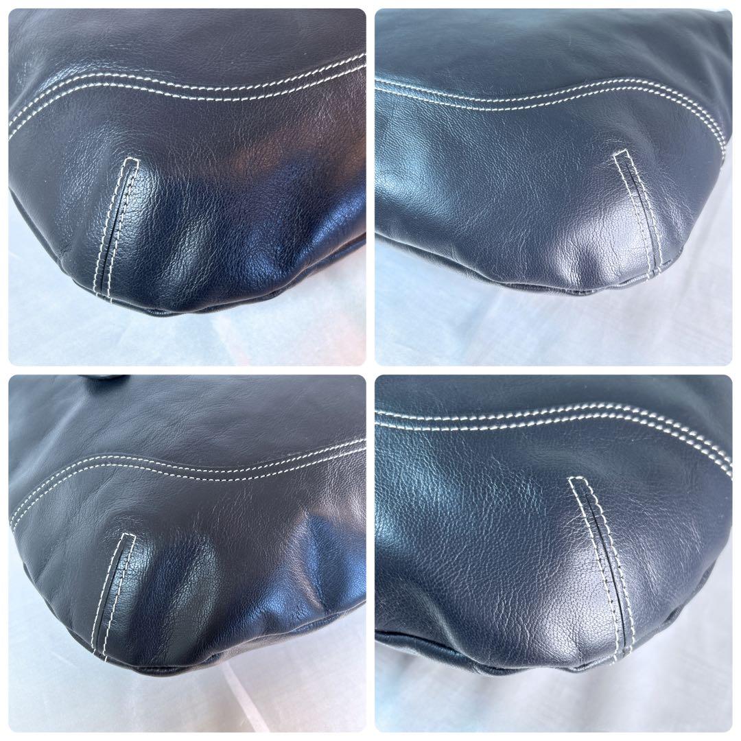 未使用級 キタムラ ワンショルダーバッグ 肩掛け レザー ネイビー ポーチ付き