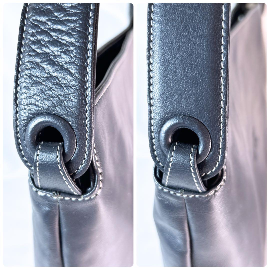 未使用級 キタムラ ワンショルダーバッグ 肩掛け レザー ネイビー ポーチ付き