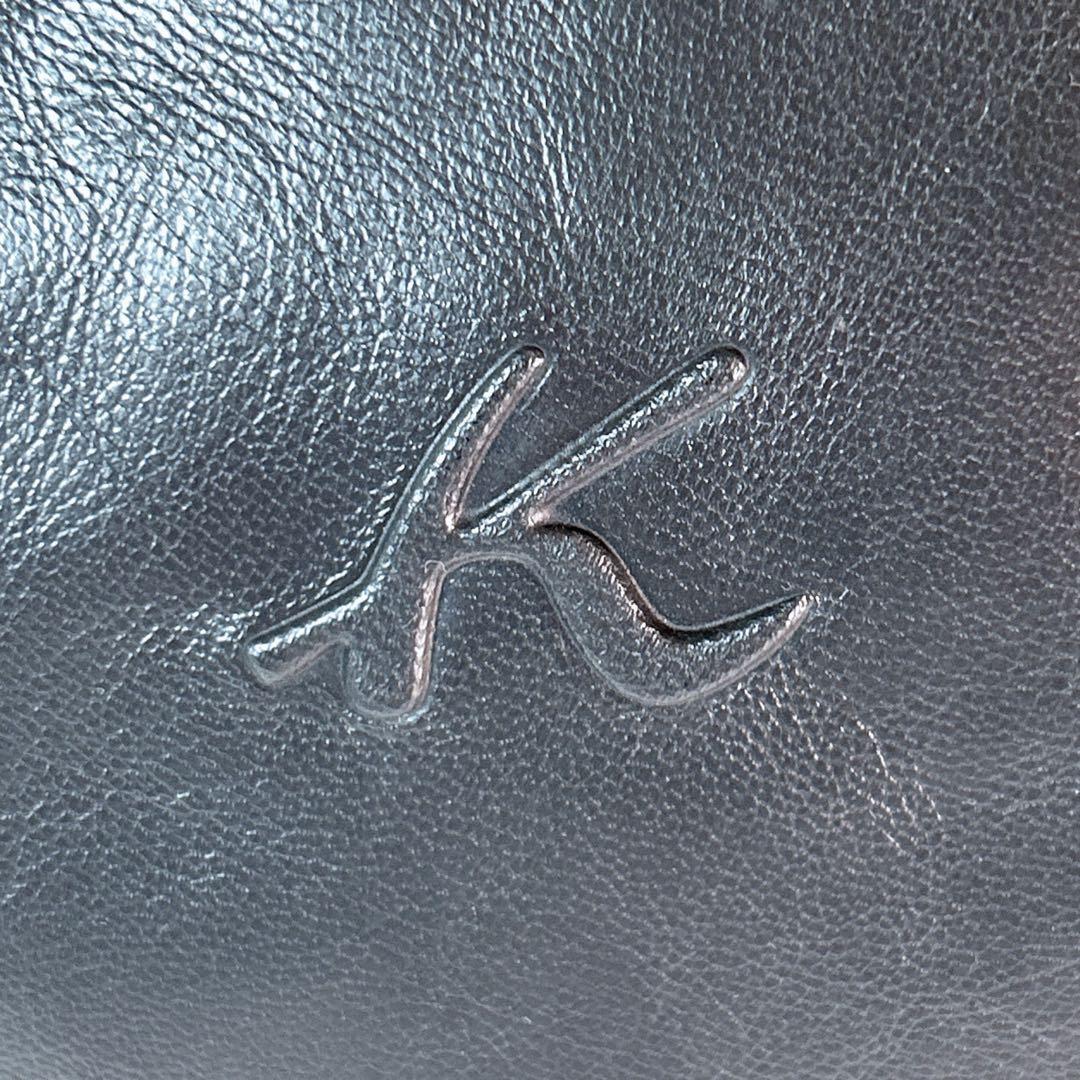 未使用級 キタムラ ワンショルダーバッグ 肩掛け レザー ネイビー ポーチ付き