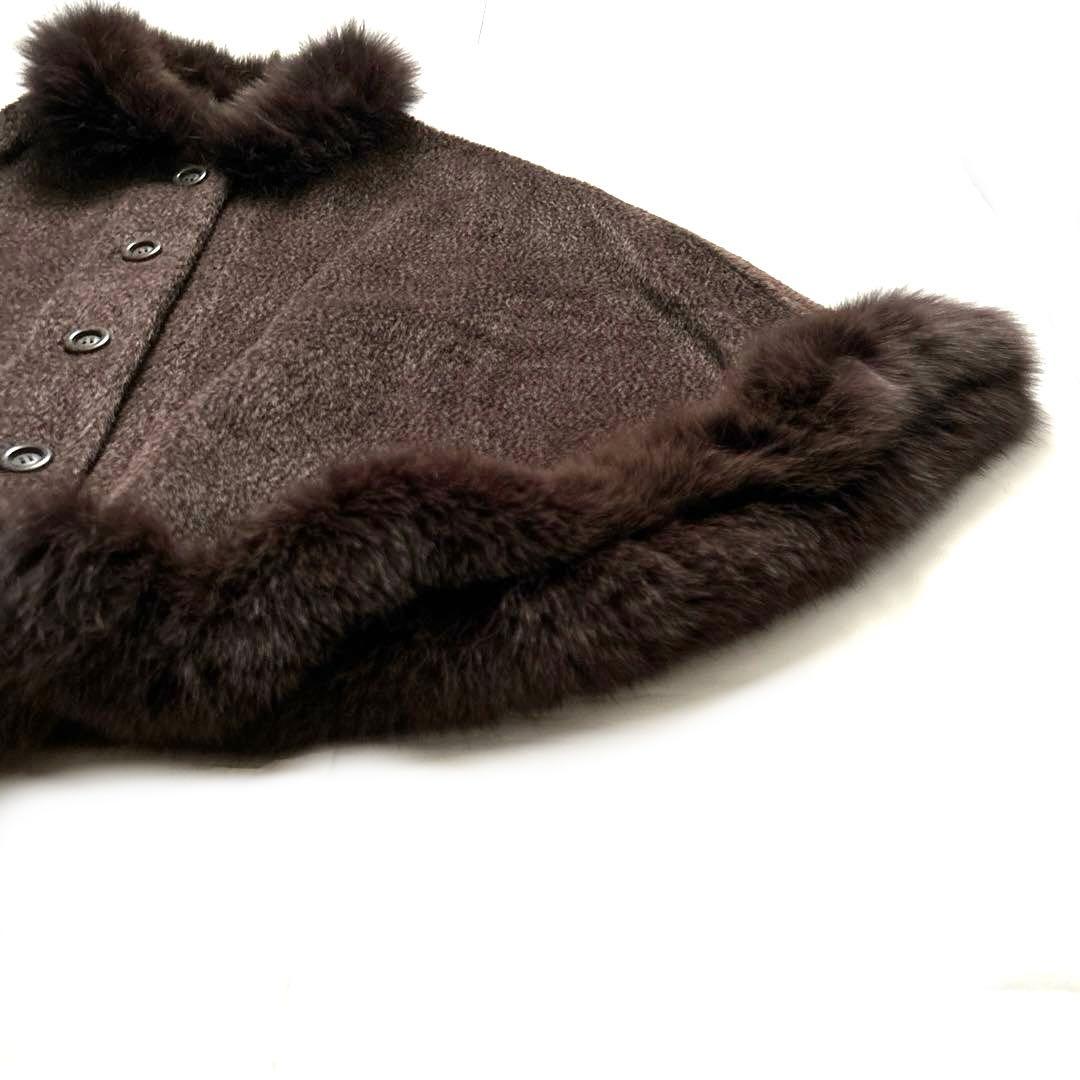 PIACENZA希少ベビーラマウール フォックスファーケープコート ポンチョ