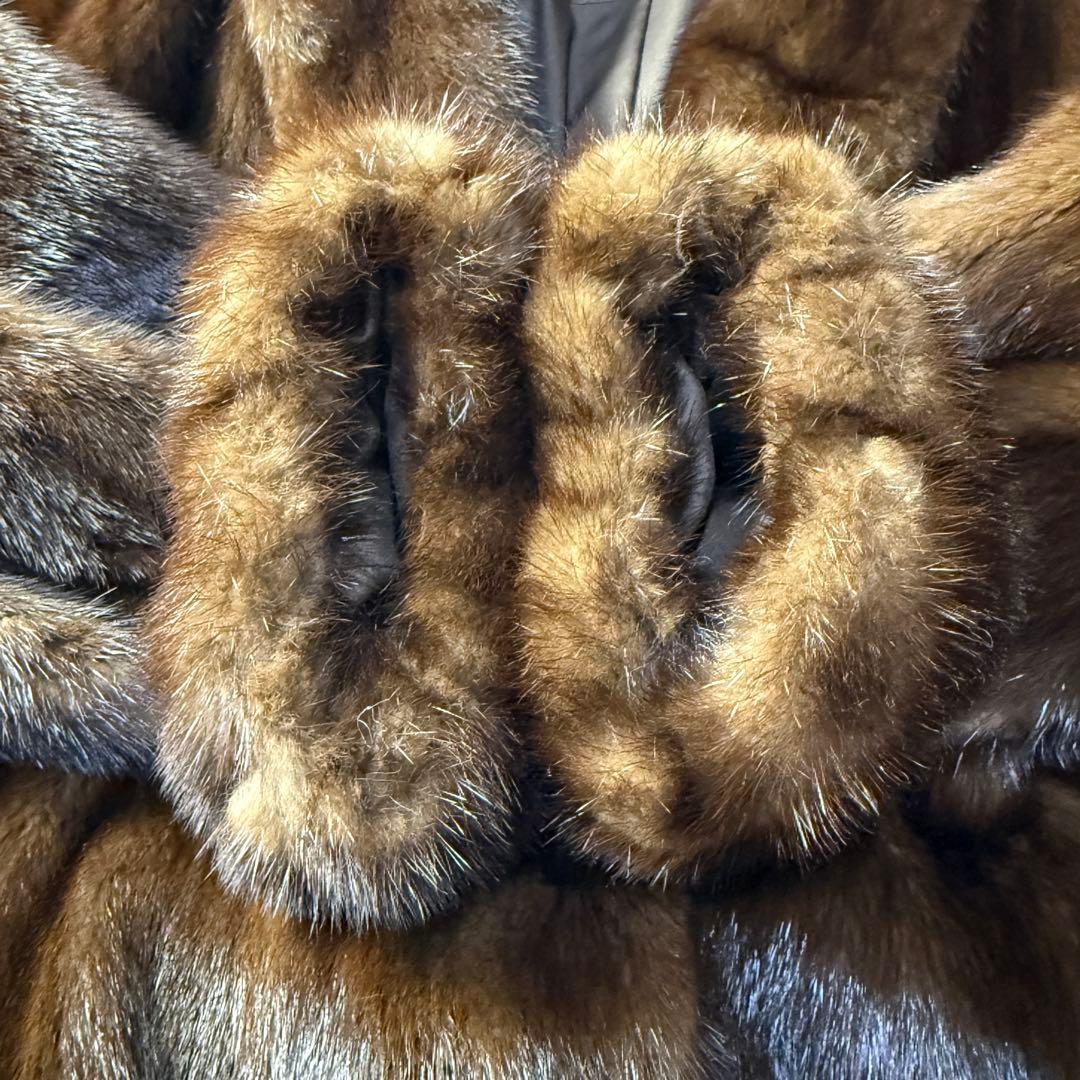 EMBA エンバ ミンク 本毛皮 ファーコート ダークブラウン L相当 艶