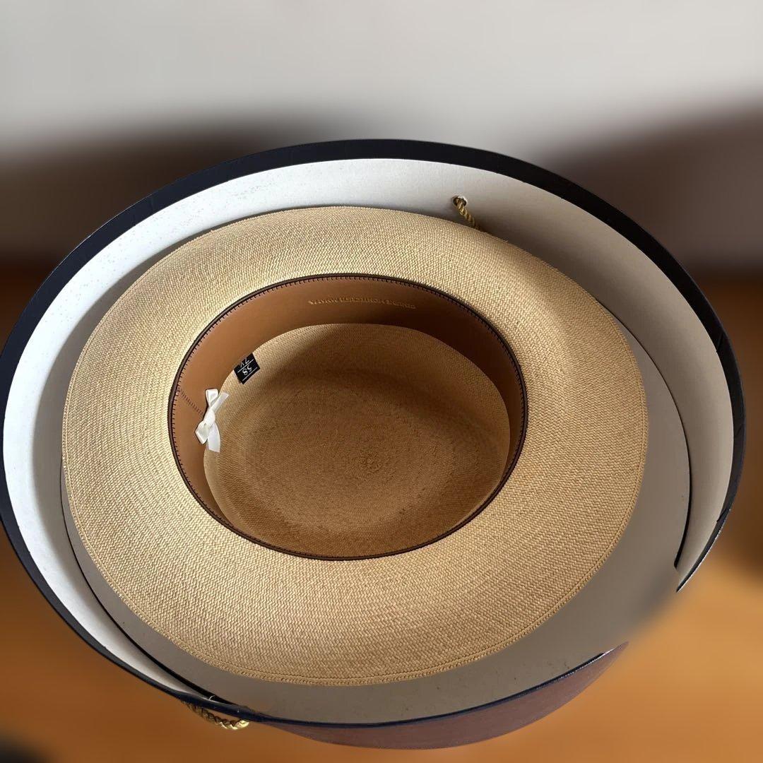 NEWT ベージュ パナマ帽　ブラックリボン