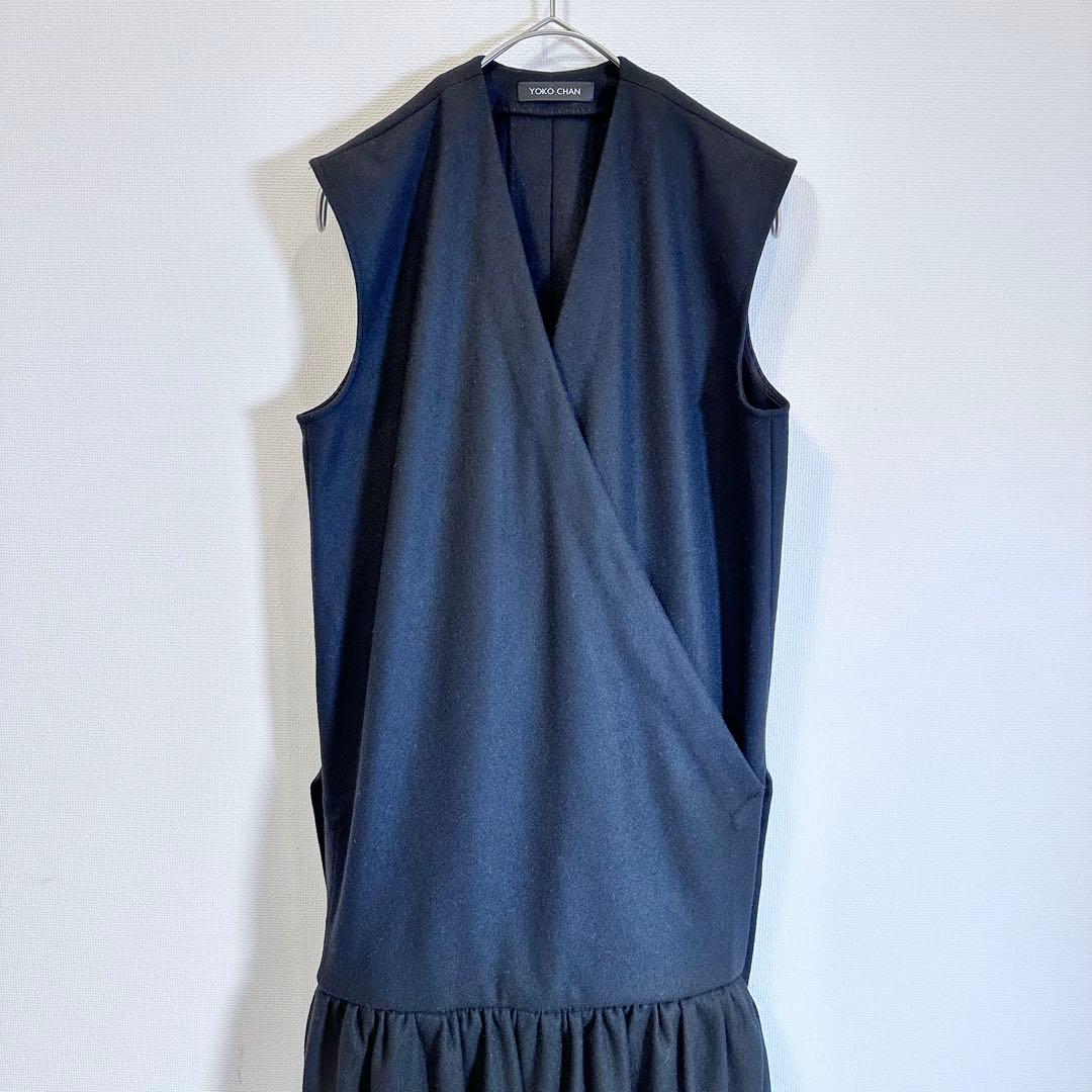 ヨーコチャン オールインワン カシュクール ノースリーブ ウール ブラック 38