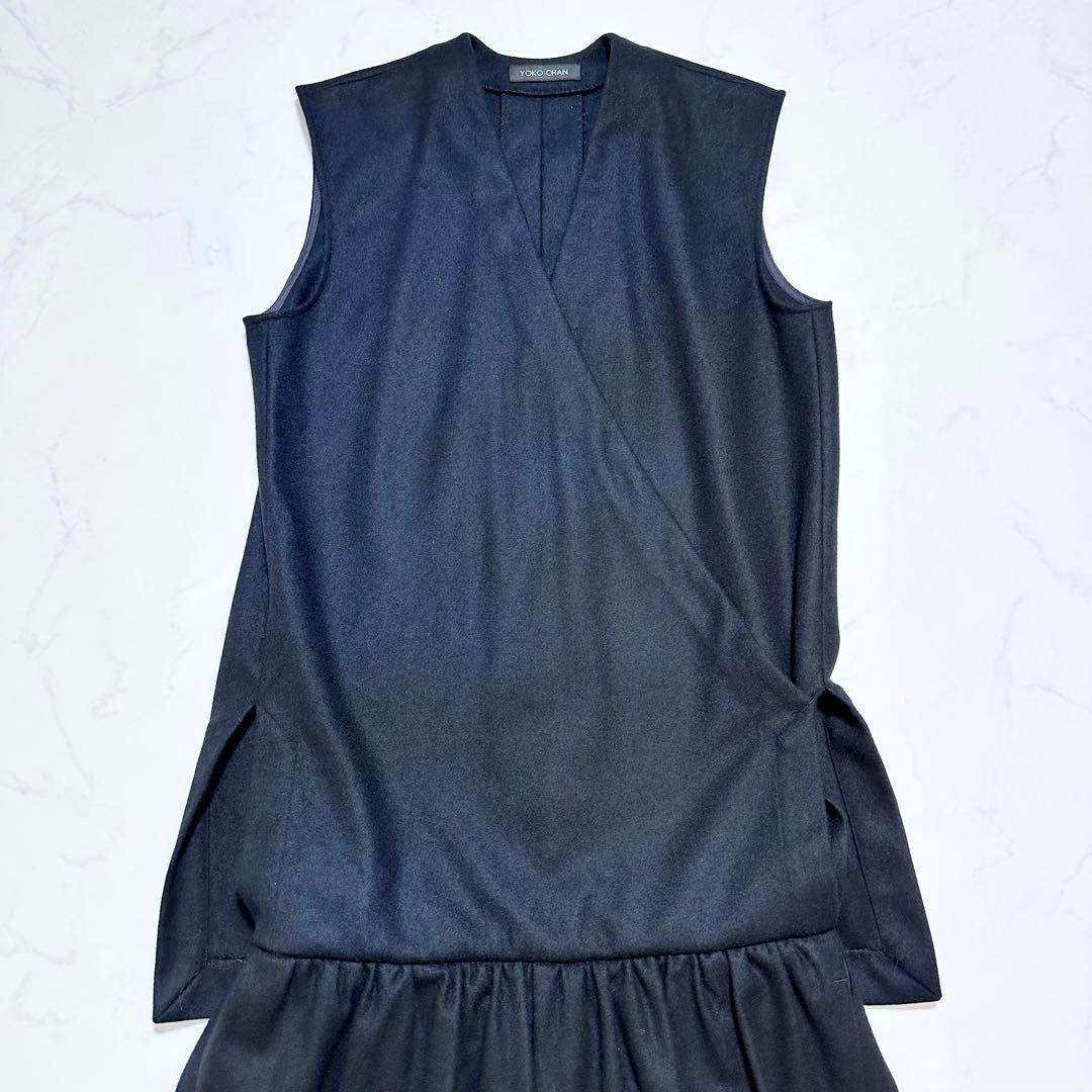 ヨーコチャン オールインワン カシュクール ノースリーブ ウール ブラック 38