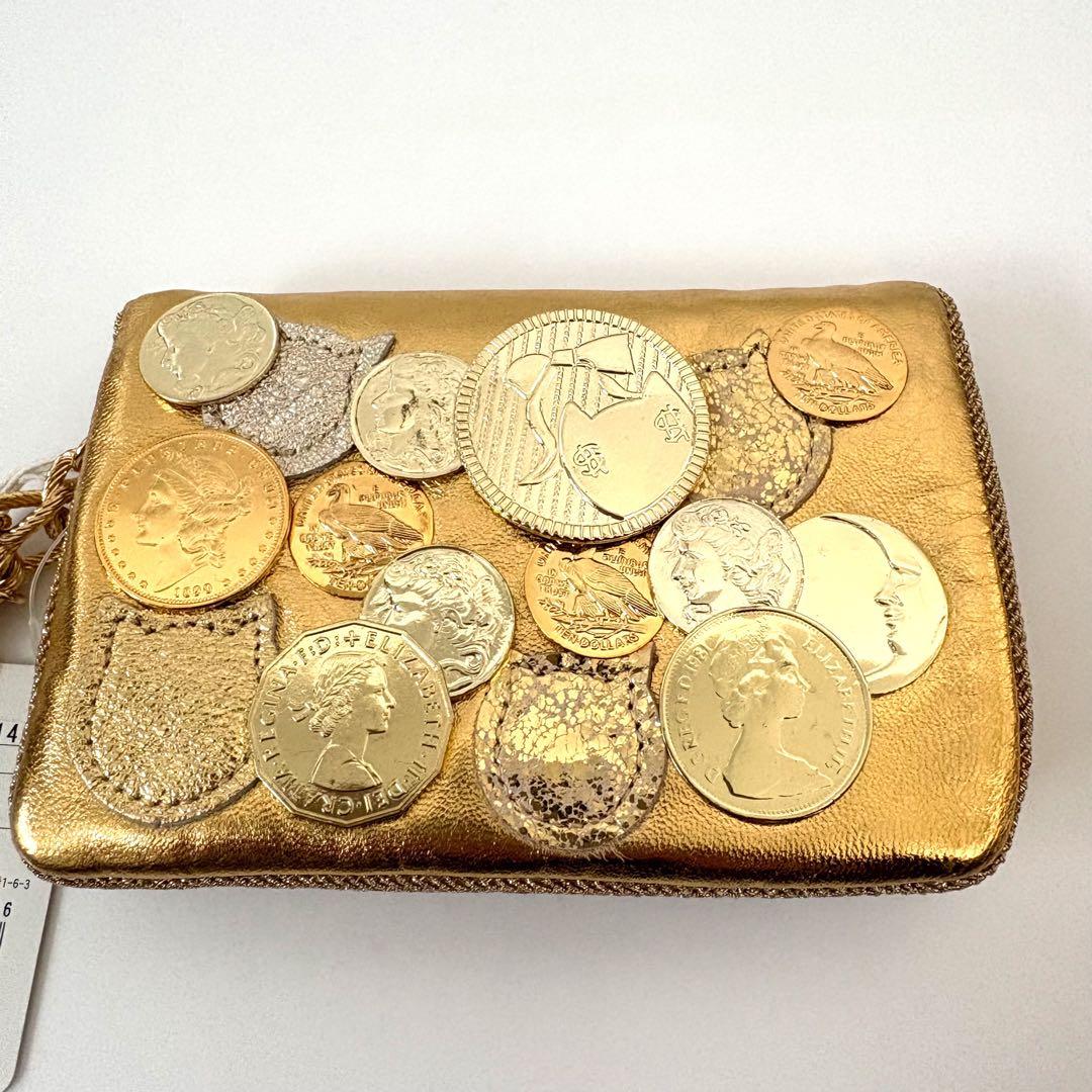 新品☆希少　ツモリチサト　tsumori chisato 二つ折り財布　金　羊革