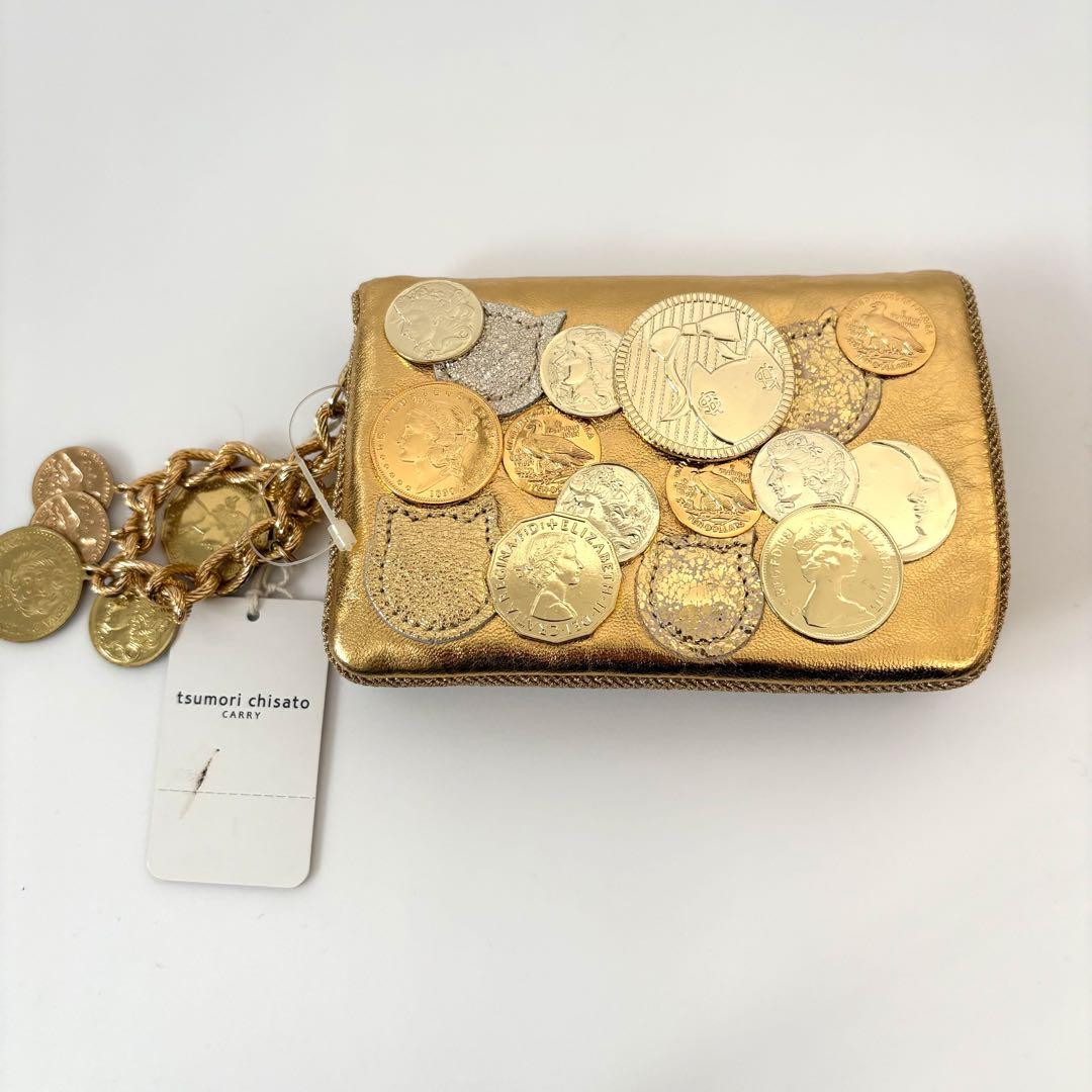 新品☆希少　ツモリチサト　tsumori chisato 二つ折り財布　金　羊革