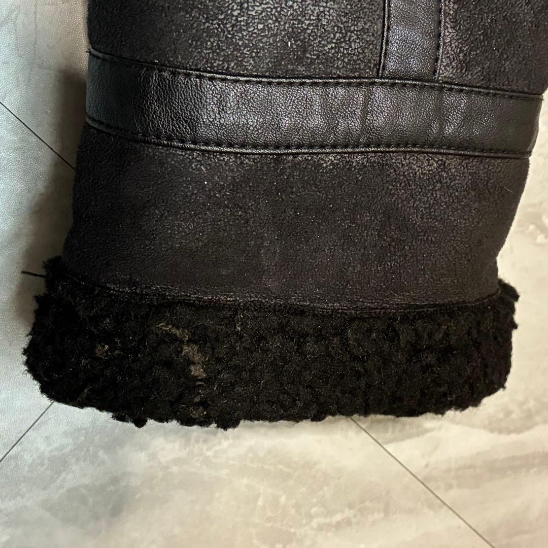 【ALPHA】アルファ B-3 フェイクムートン フライトジャケット 黒 XL