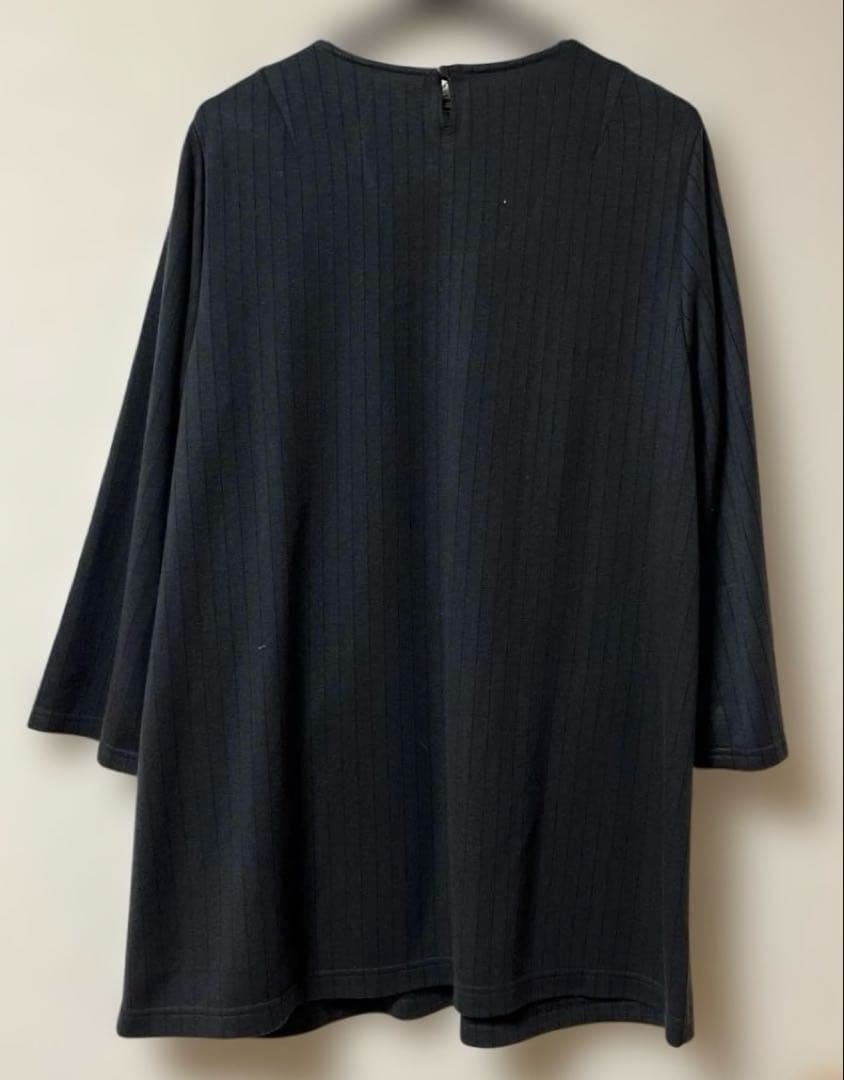 極美品　レリアン　ストライプ柄ダークグレー長袖チュニック　サイズ17 ウール混