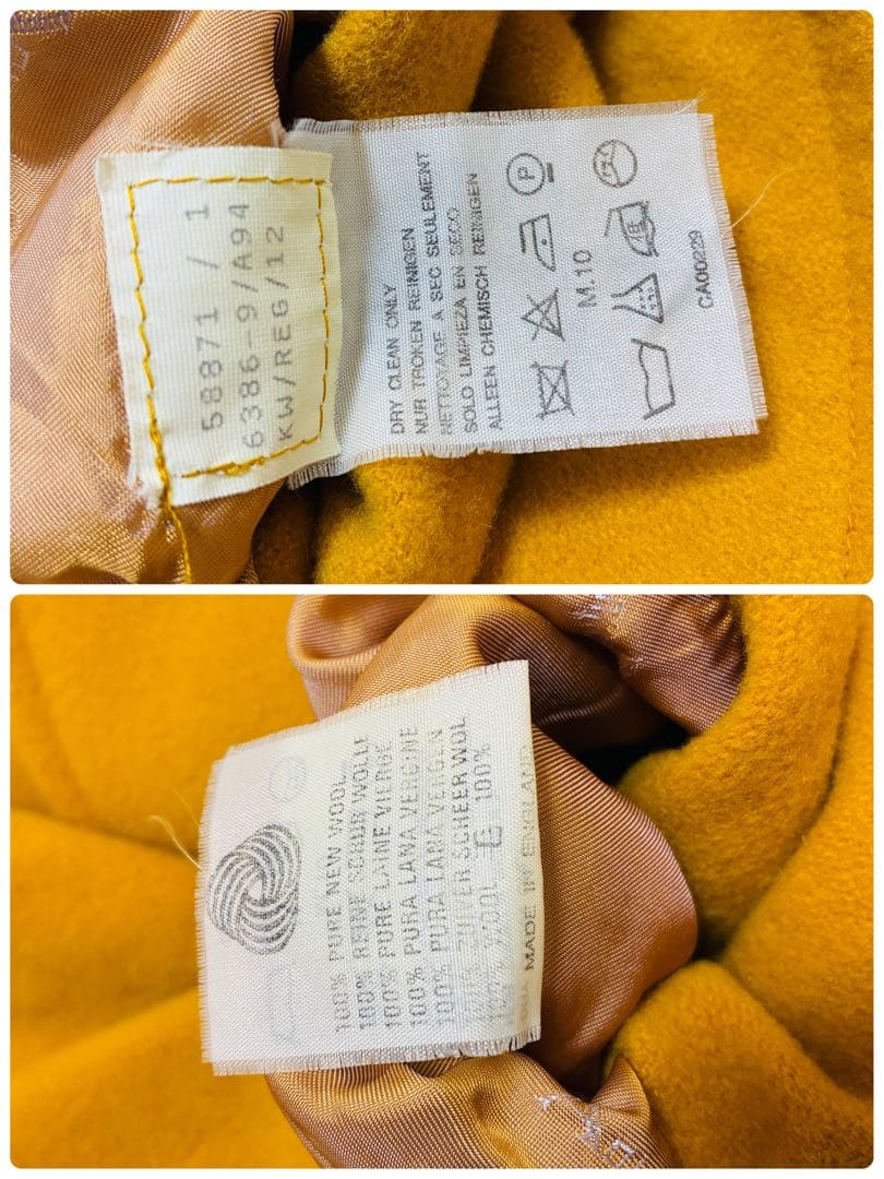 Aquascutum　ロングコート　ウール100%　イングランド製　イエロー