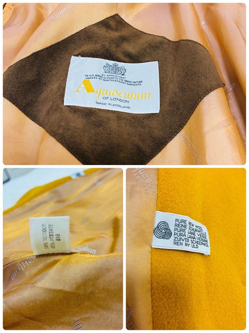 Aquascutum　ロングコート　ウール100%　イングランド製　イエロー