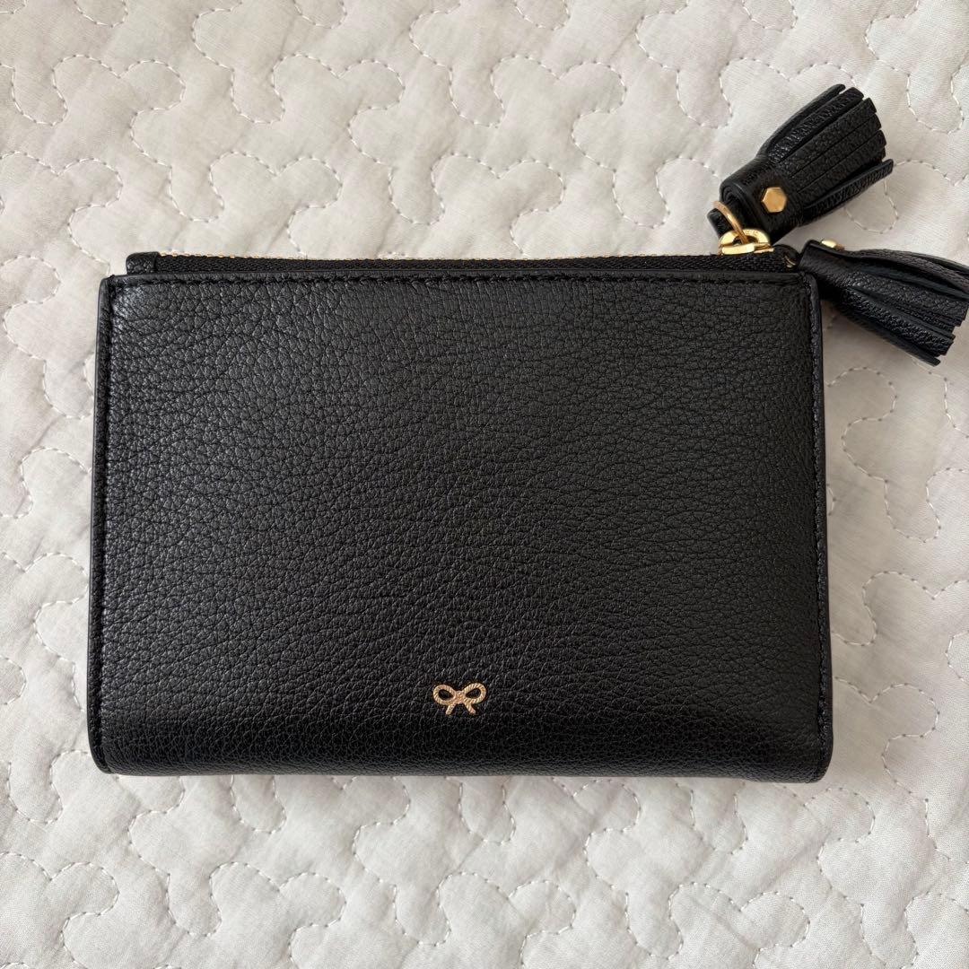 ANYA HINDMARCH スモール ダブルジップ ウォレット ブラック