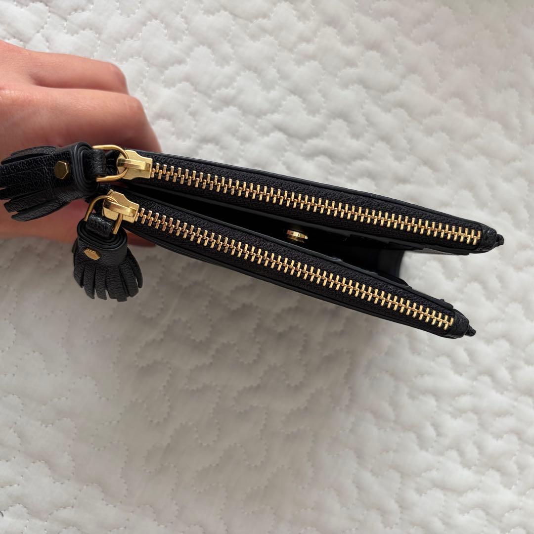 ANYA HINDMARCH スモール ダブルジップ ウォレット ブラック