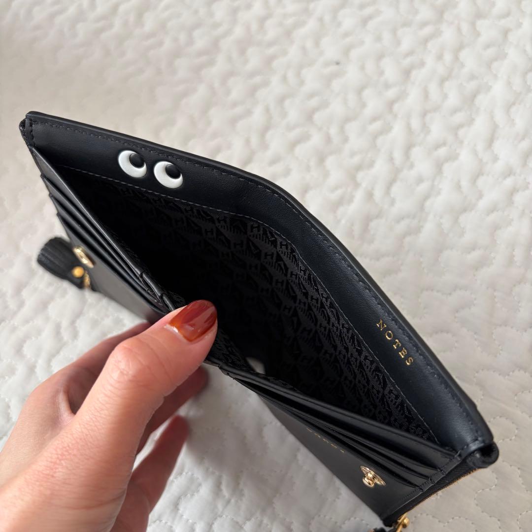 ANYA HINDMARCH スモール ダブルジップ ウォレット ブラック