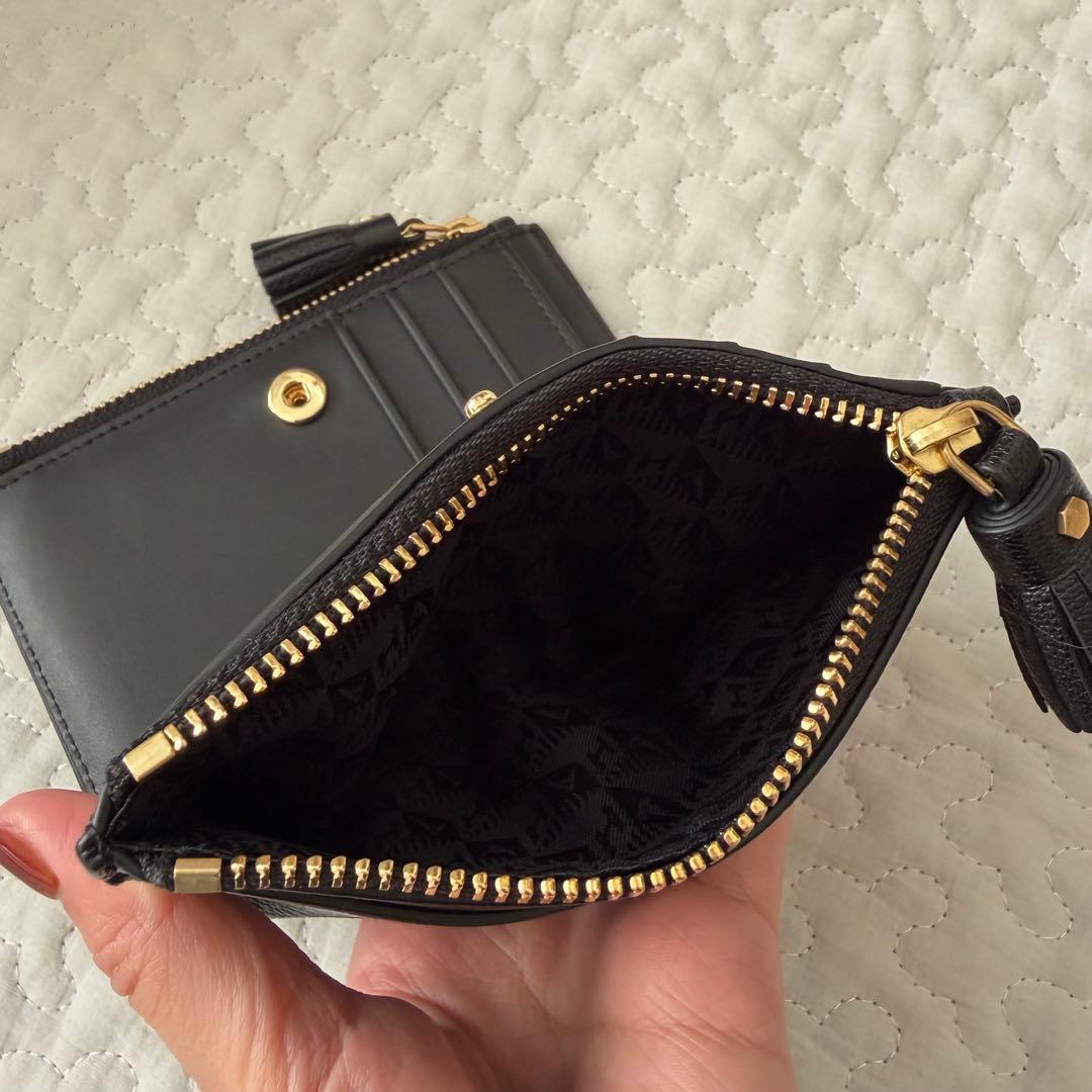 ANYA HINDMARCH スモール ダブルジップ ウォレット ブラック