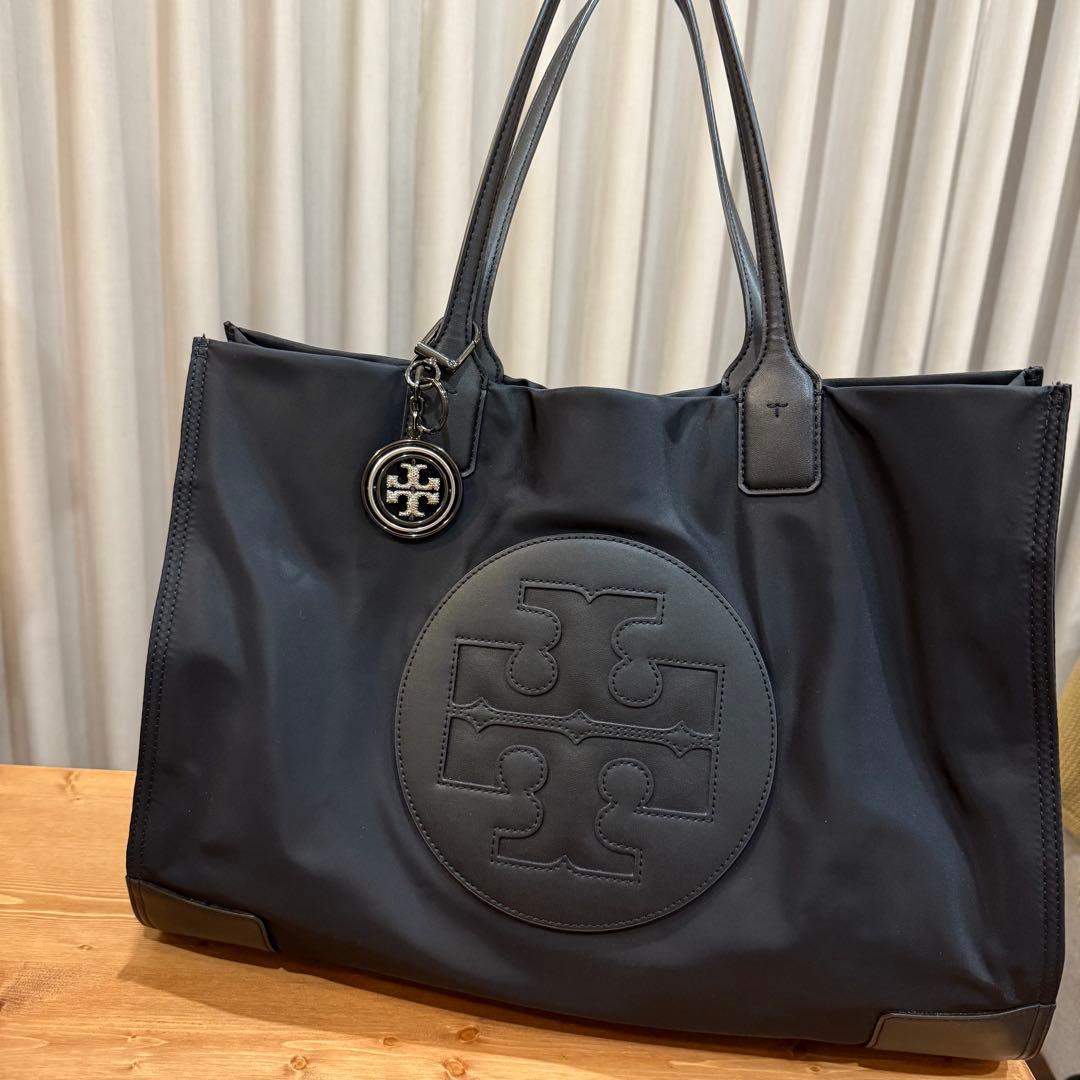 トリーバーチ エラ トートバッグ レザー ナイロン ブラック