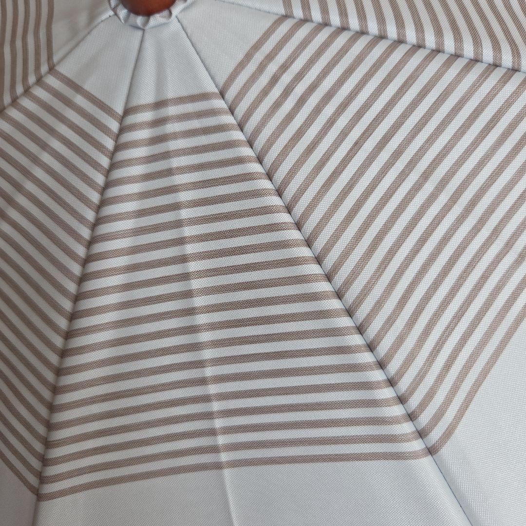 ストライプデザイン(モカ)　2段折り　日傘