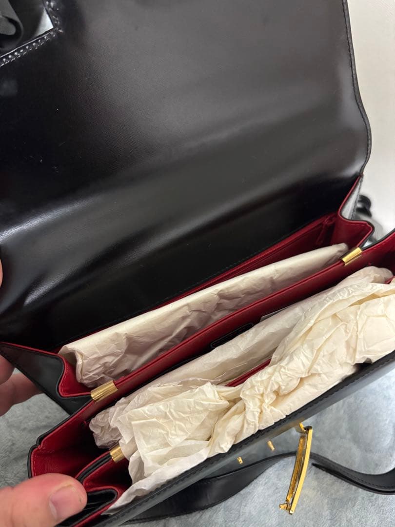 セリーヌ CELINE 馬車金具ショルダー バッグレザーブラックゴールド金具