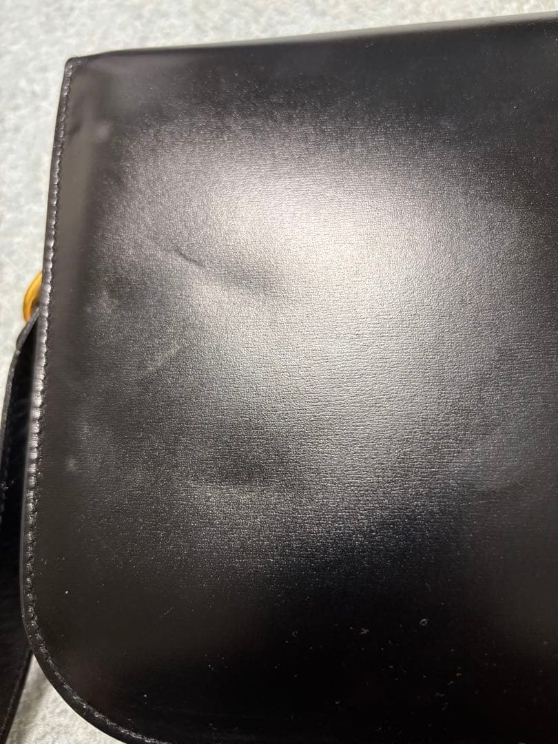 セリーヌ CELINE 馬車金具ショルダー バッグレザーブラックゴールド金具