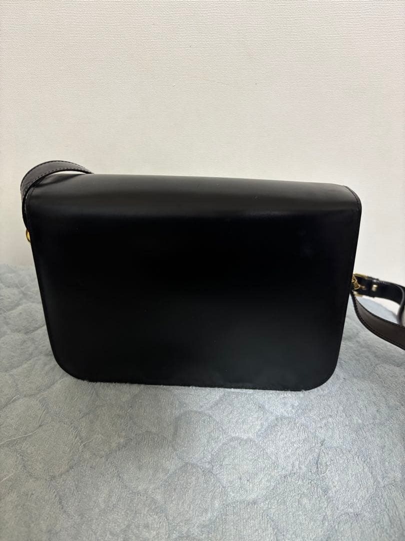 セリーヌ CELINE 馬車金具ショルダー バッグレザーブラックゴールド金具